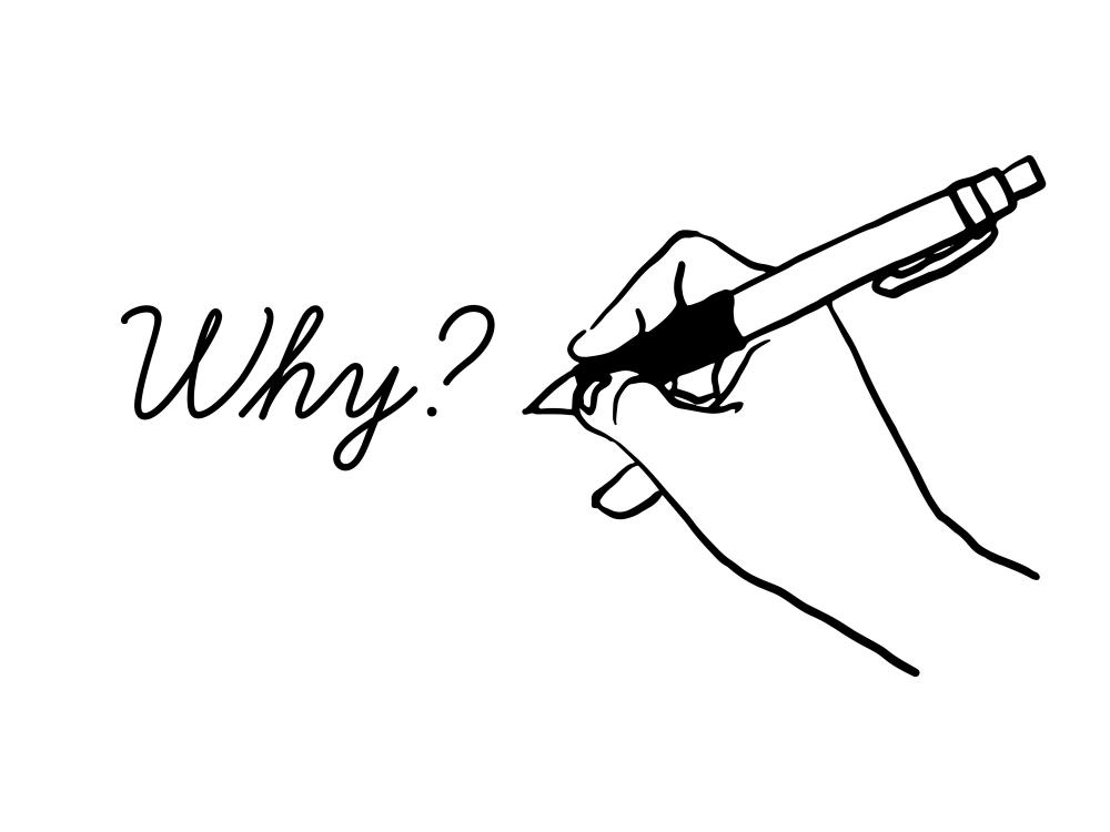 why?と書く手元イラスト