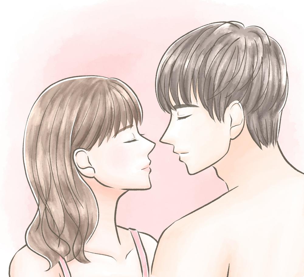 キスをするカップル
