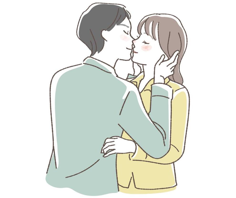 キスをするカップル