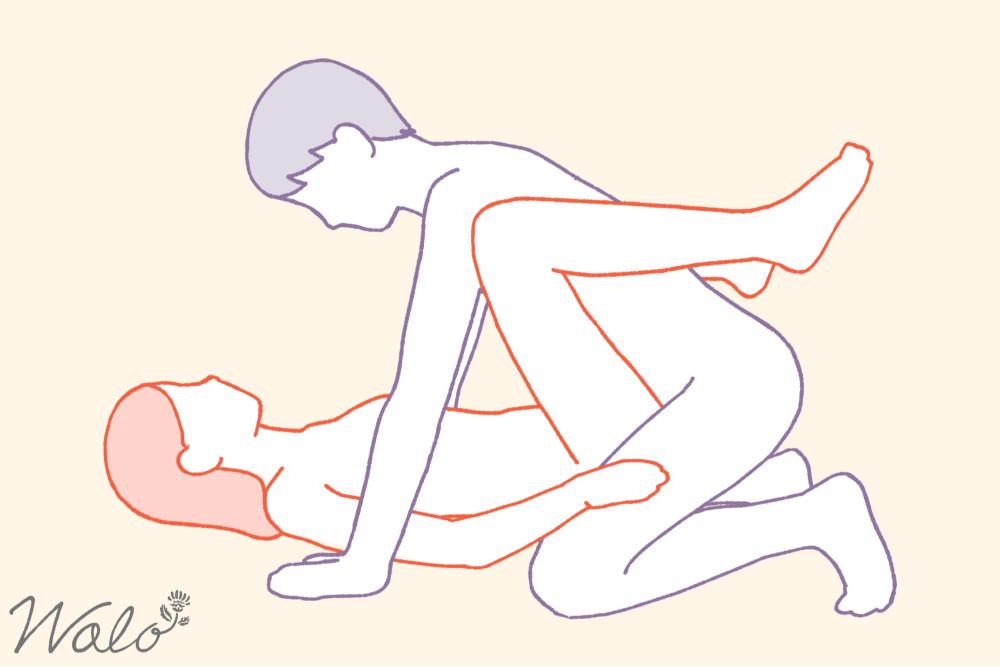 松葉崩しのやり方①正常位の体位で挿入するイラスト