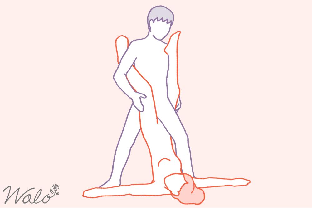 松葉崩しから派生した立ち松葉のやり方イラスト