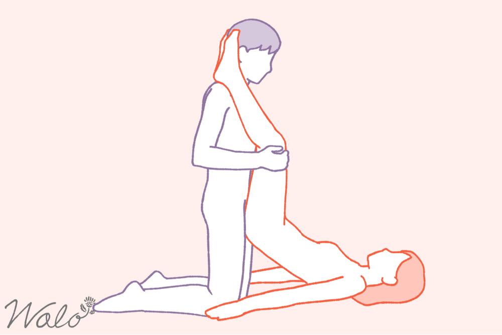 セックス中に中イキがしやすくなる足上げ正常位のやり方イラスト